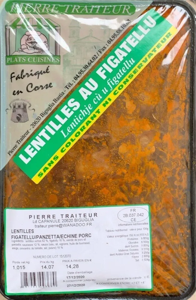 Lentilles au figatellu