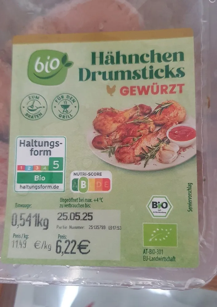 Bio-Hähnchen Drumsticks, gewürzt