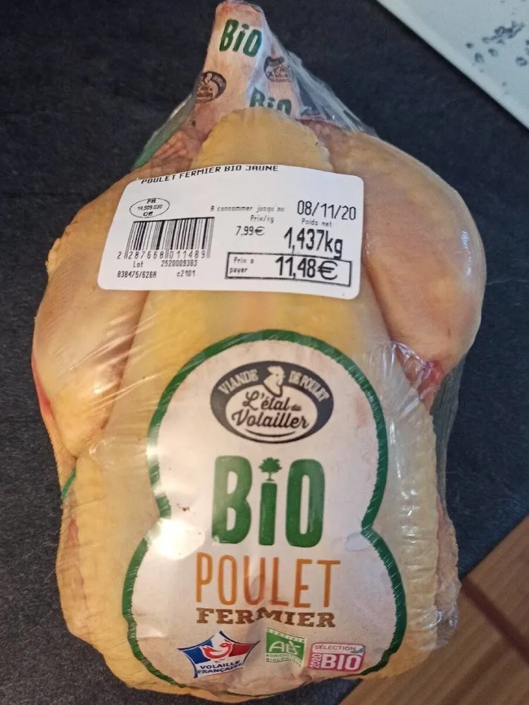 Poulet fermier bio jaune