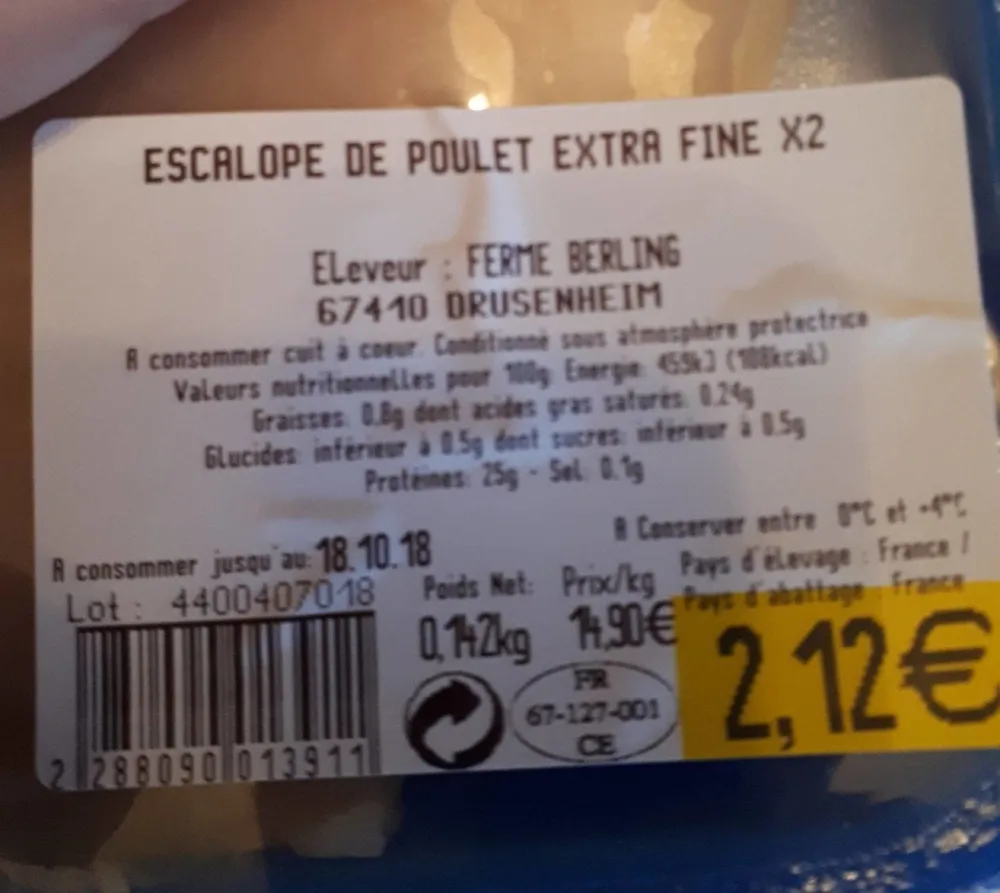 Escalope de poulet extra fine