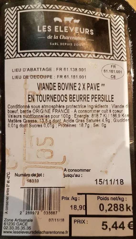 Pavés en tournedos beurre persillé