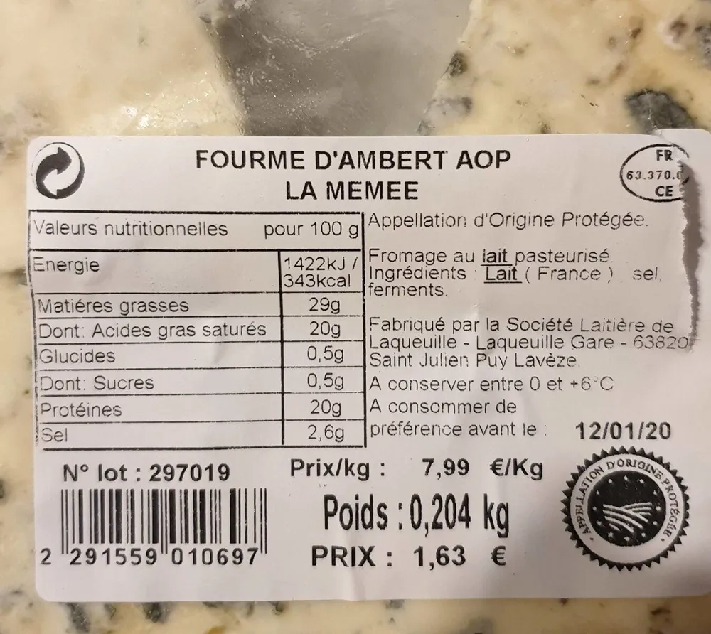 Fourme d' Ambert aop