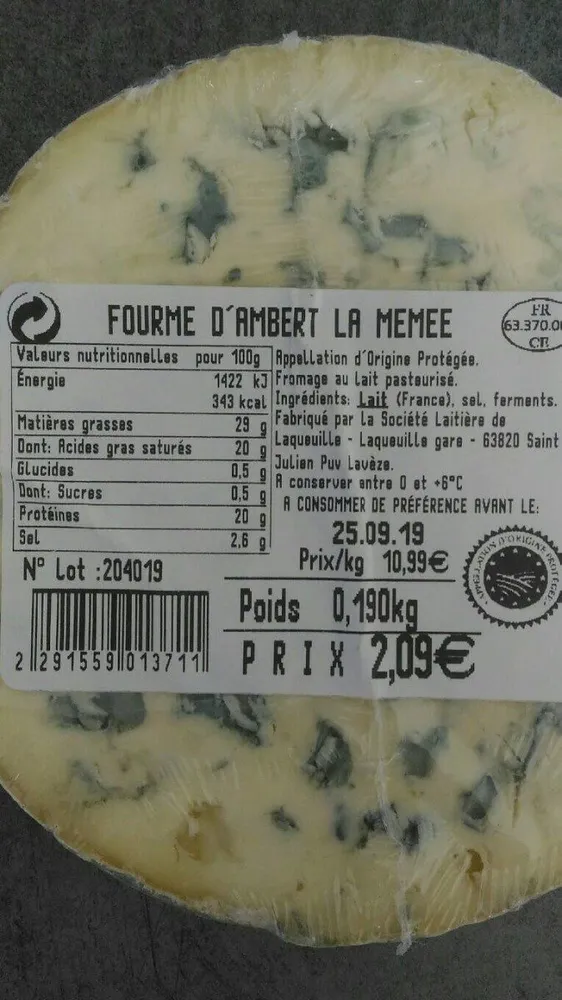 Fourme d'ambert la memee