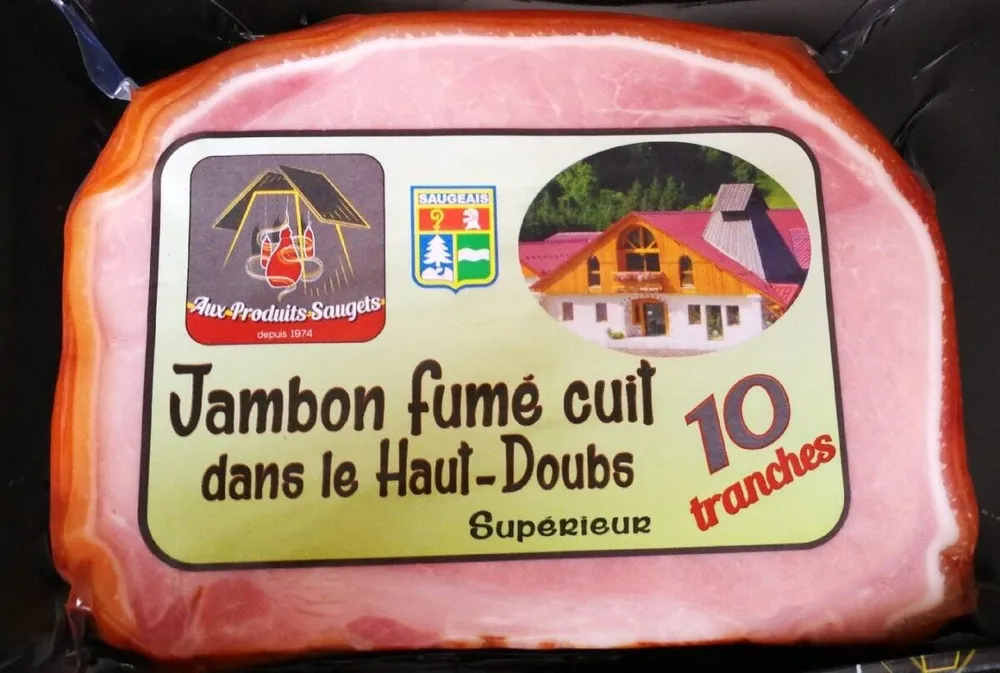 10 tranches de jambon supérieur fumé cuit dans le haut-doubs