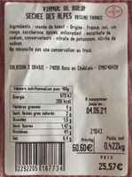 Viande de boeuf sechee des alpes