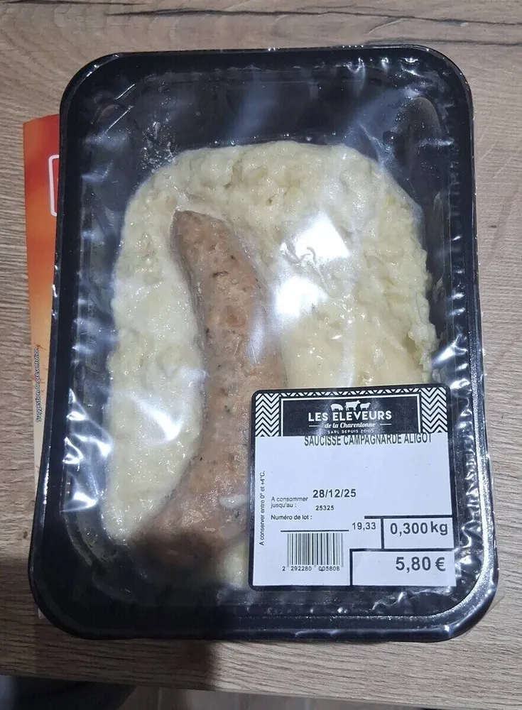 Saucisse campagnarde puré