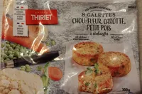 8 galettes chou-fleur, carotte, petit pois