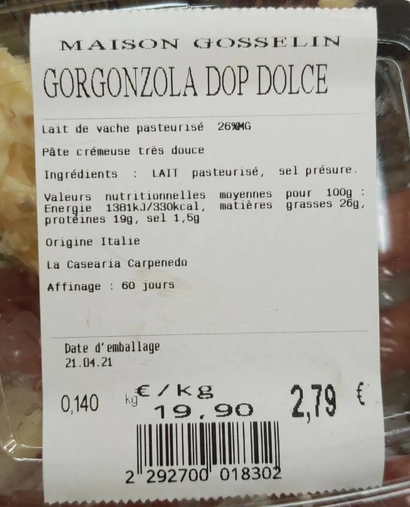 Gorgonzola Dop dolce