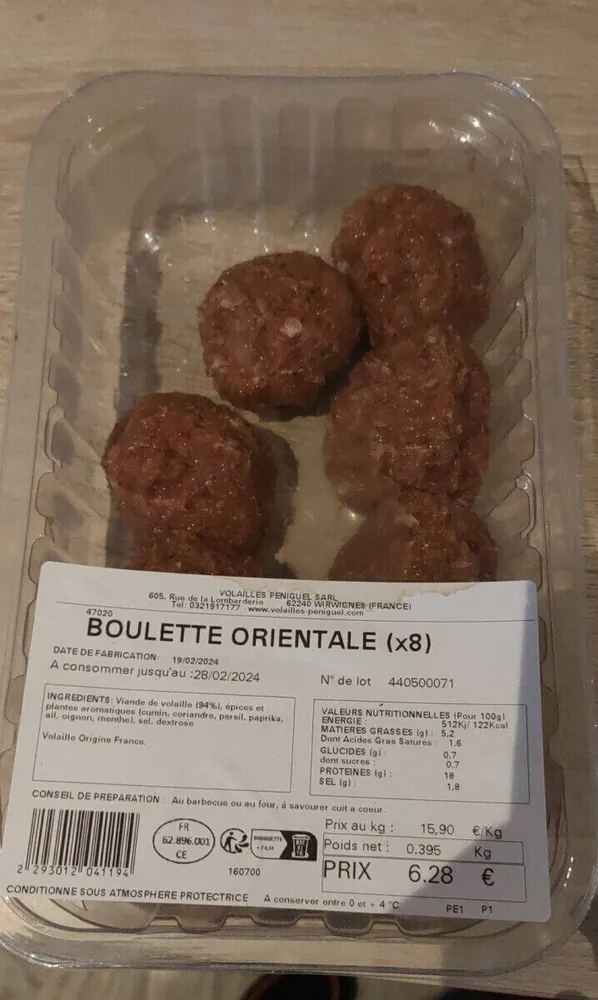 Boulette orientale poulet