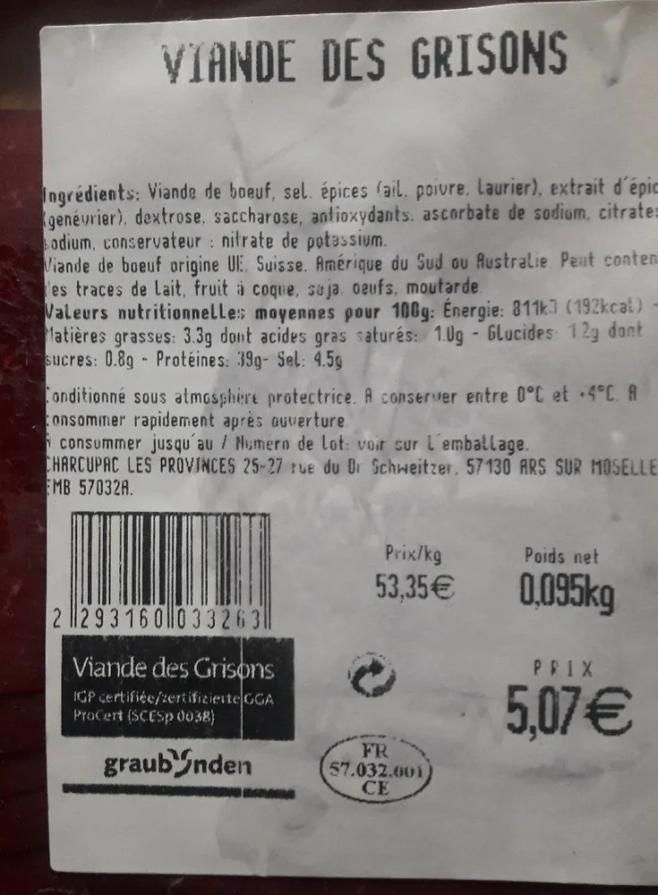 Viande des grisons