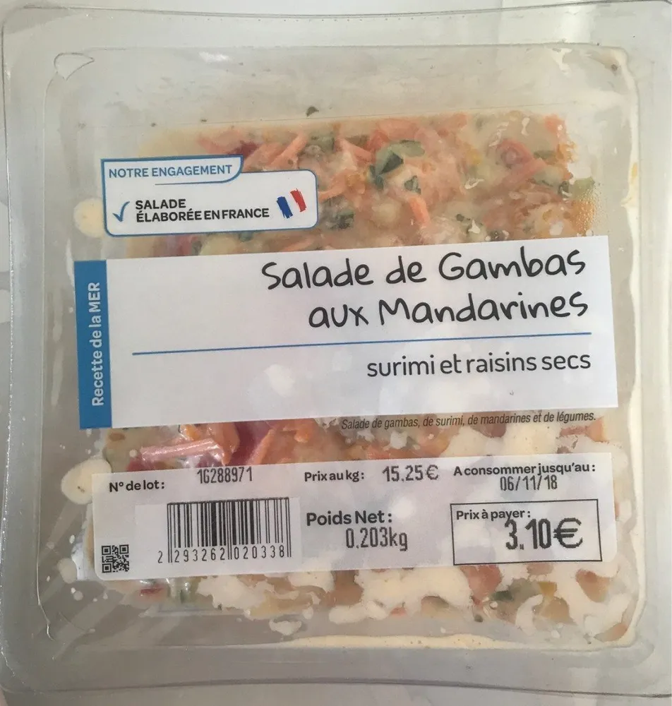 Salade de gambas aux mandarines