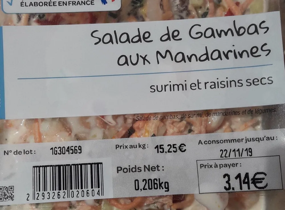 Salade de gambas aux mandarines
