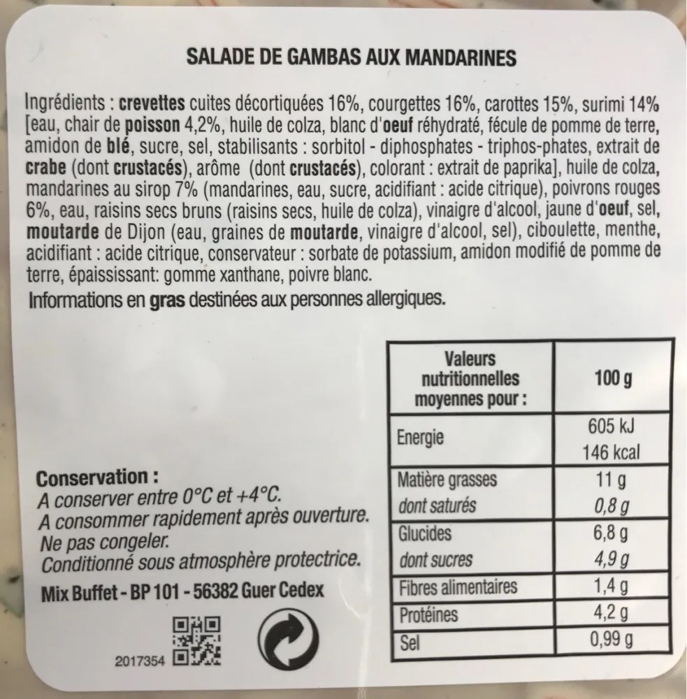 Salade de gambas aux mandarines