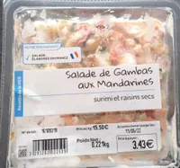 Salade de gambas aux mandarines surimi et raisins secs