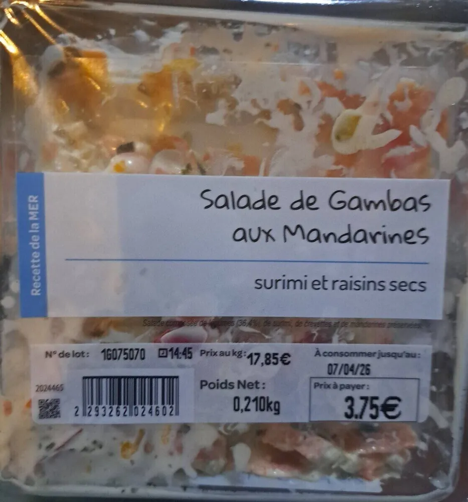 Salade Gambas aux mandarines