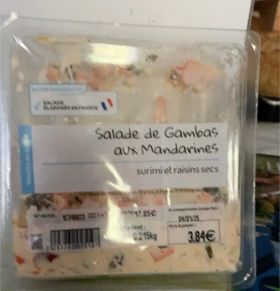 Salade de Gambas aux Mandarines surimi et raisins secs