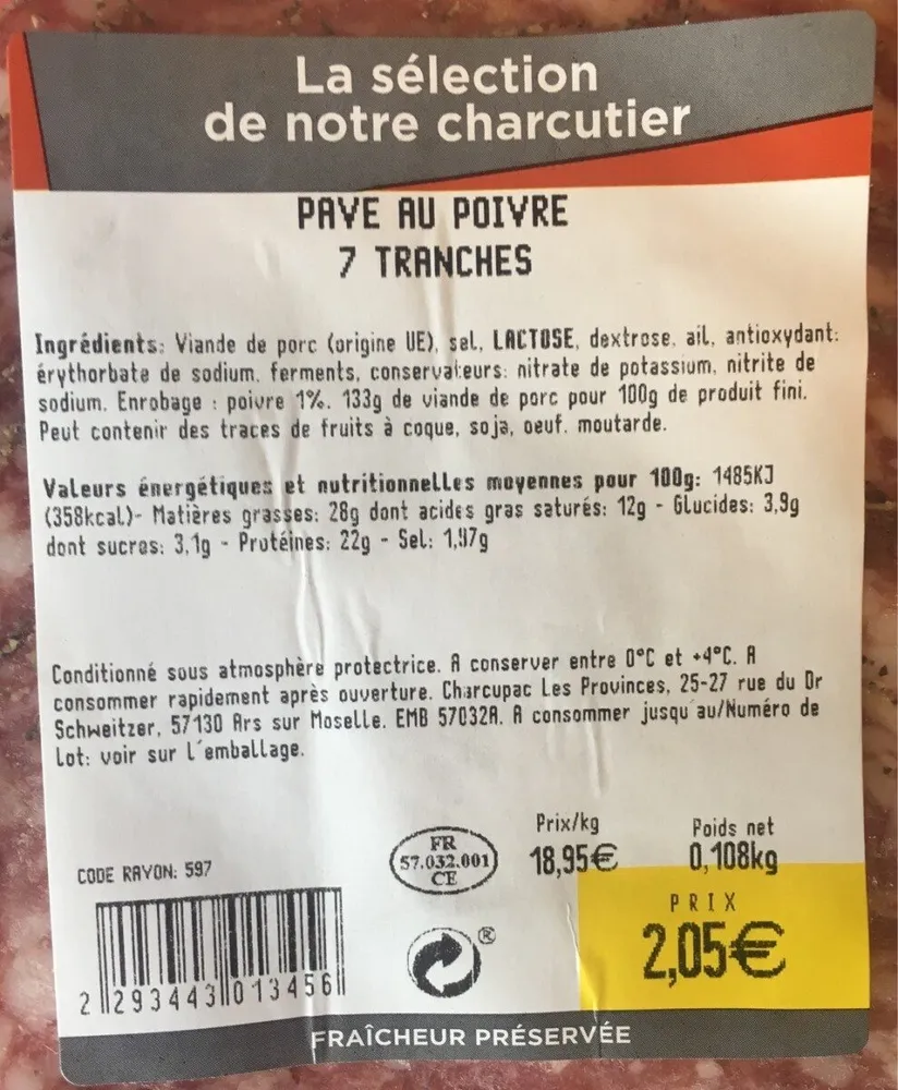 Pavé au poivre 7 tranches