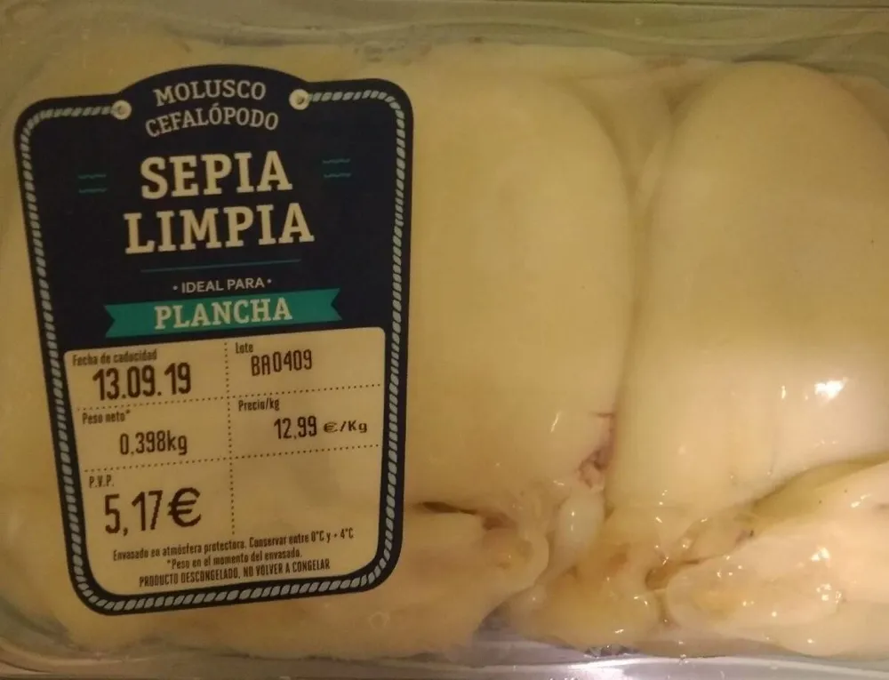 Sepia limpia ideal para plancha