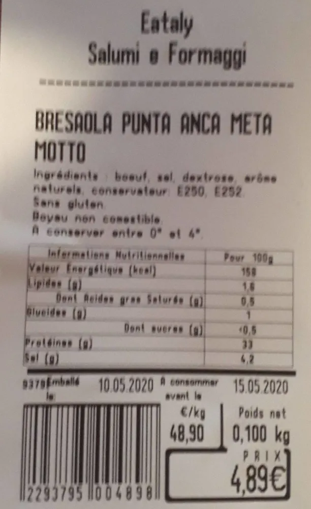Bresaola eataly