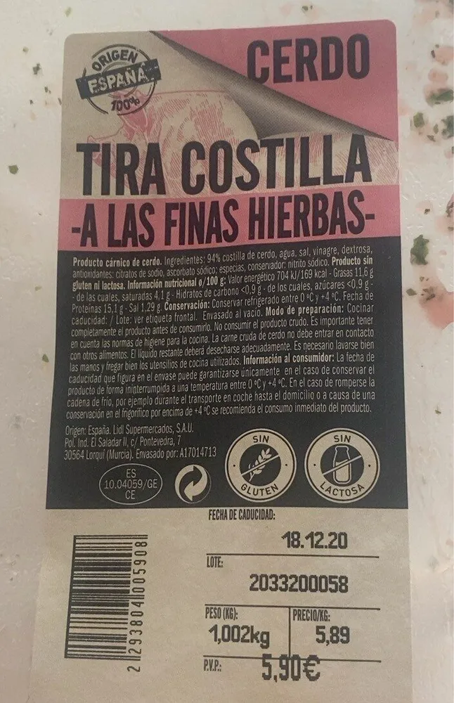 Tira costilla a las finas hierbas