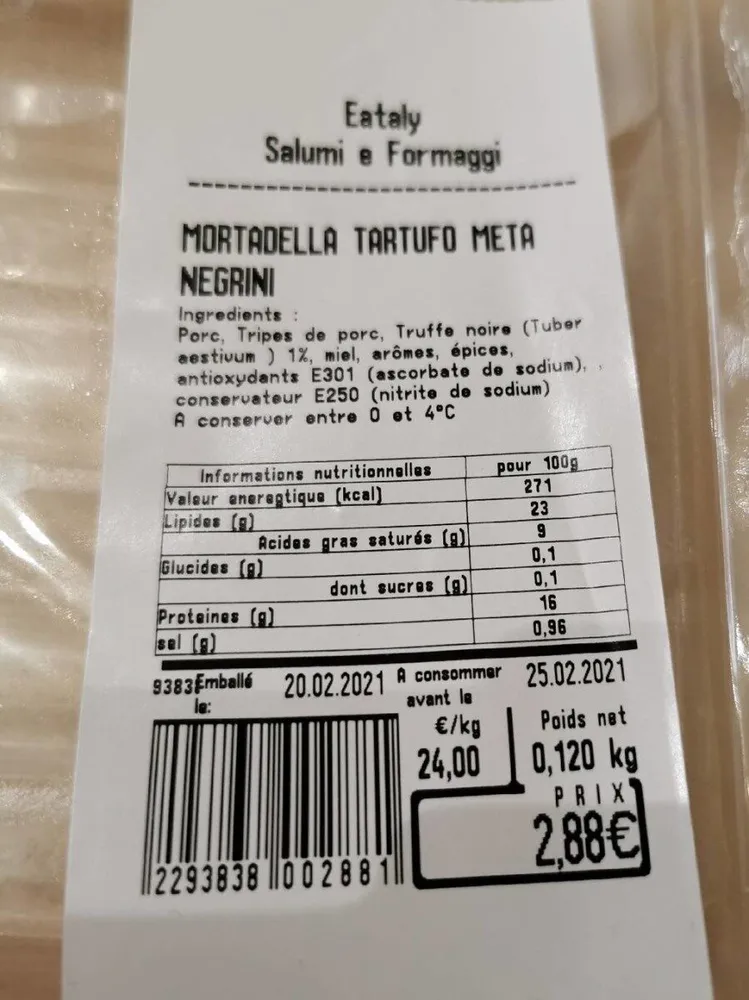 Mortadella tartufo méta negrini