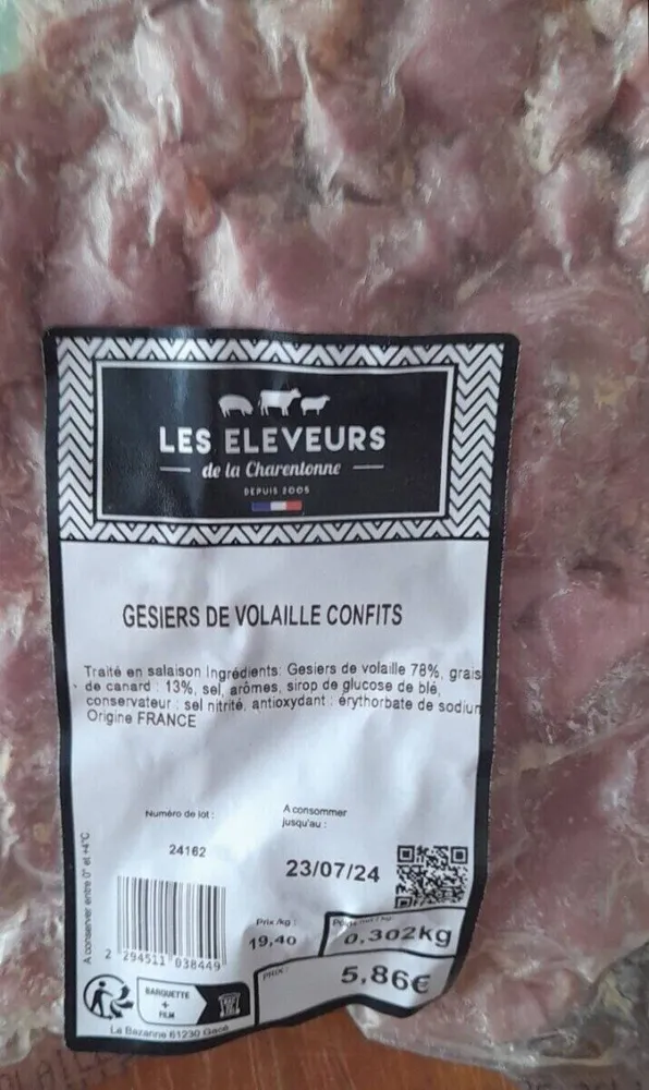 Gésiers de volaille confits
