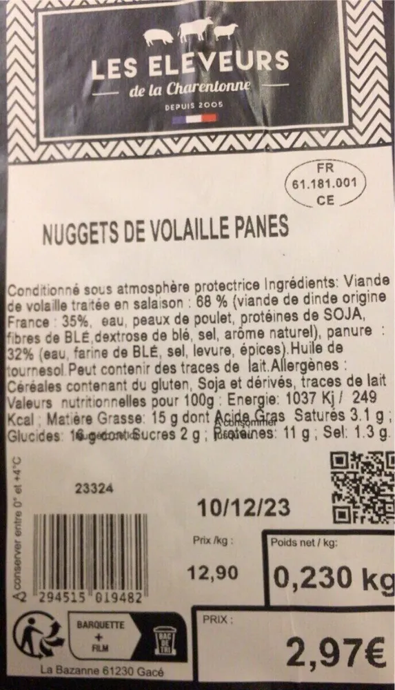 Nuggets de volaille panes