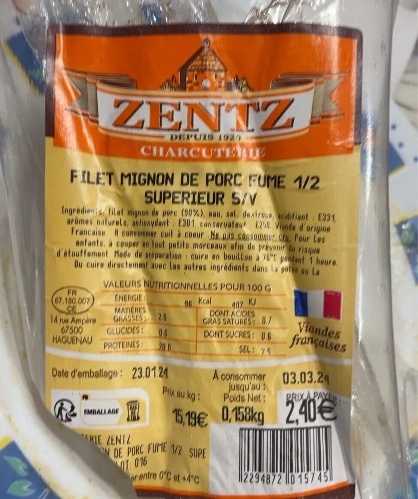 Filet mignon de porc fume