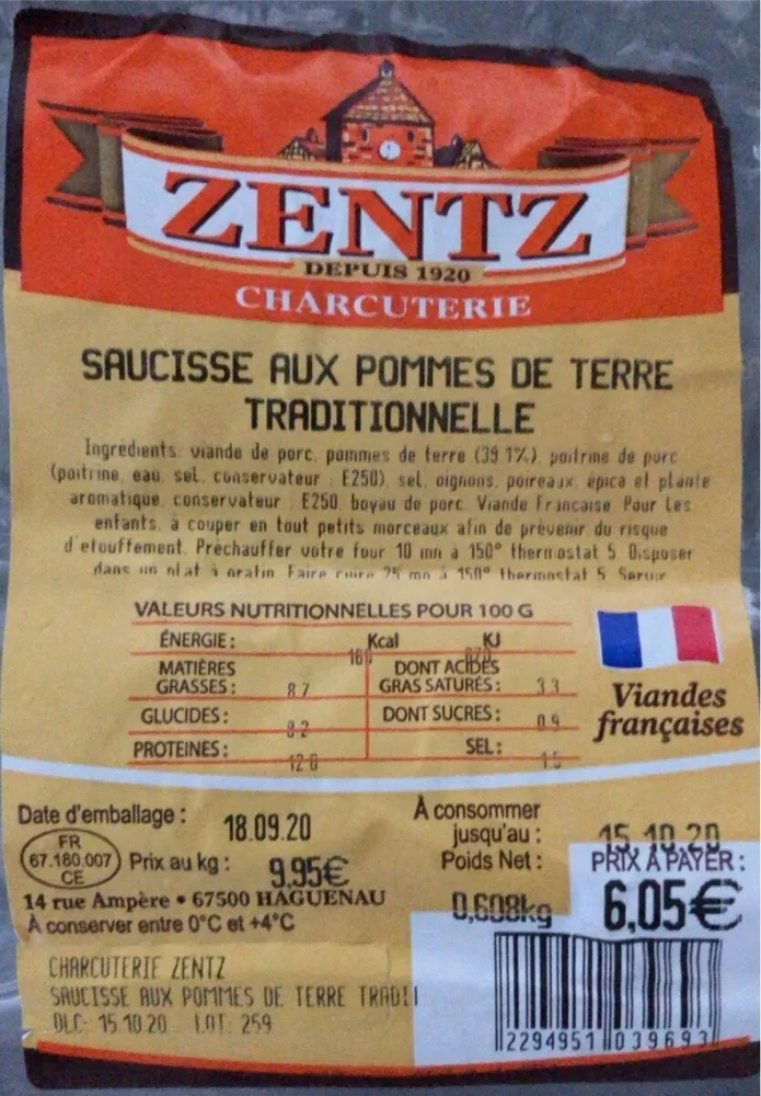 Saucisse au pommes de terre