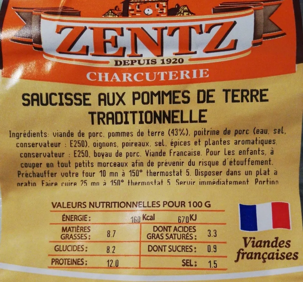 Saucisse aux pommes de terre