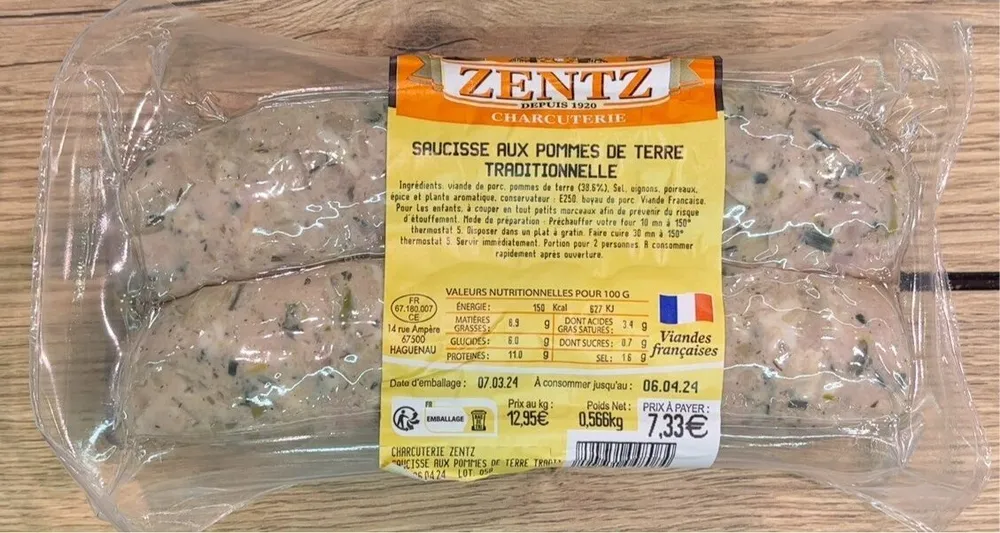 Saucisse de pommes de terre traditionnelle