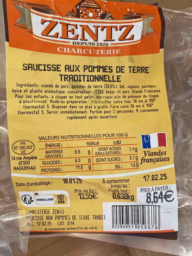 Saucisse Aux Pommes De Terre Traditionnelle