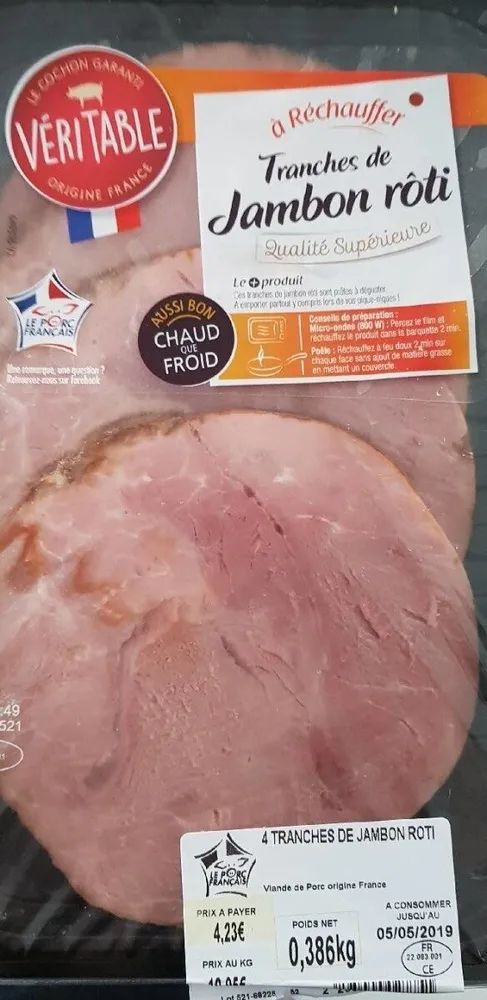 Tranches de jambon rôti