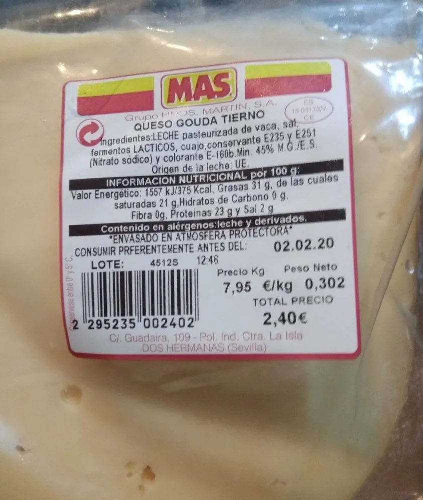Queso Gouda tierno