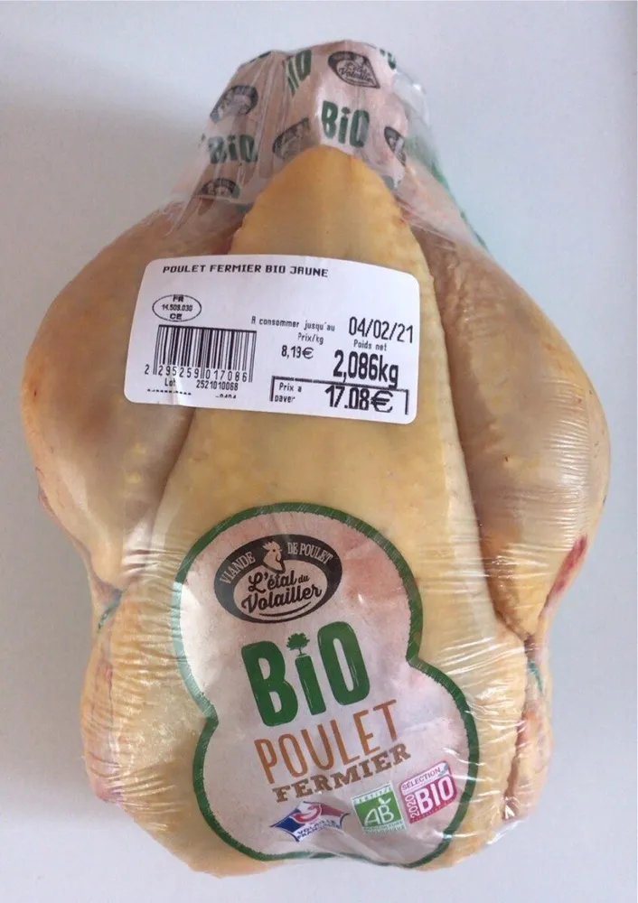 Poulet fermier bio jaune