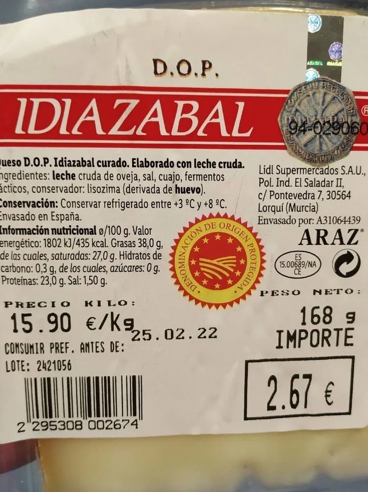 Queso Oveja Madurado DOP Idiazabal