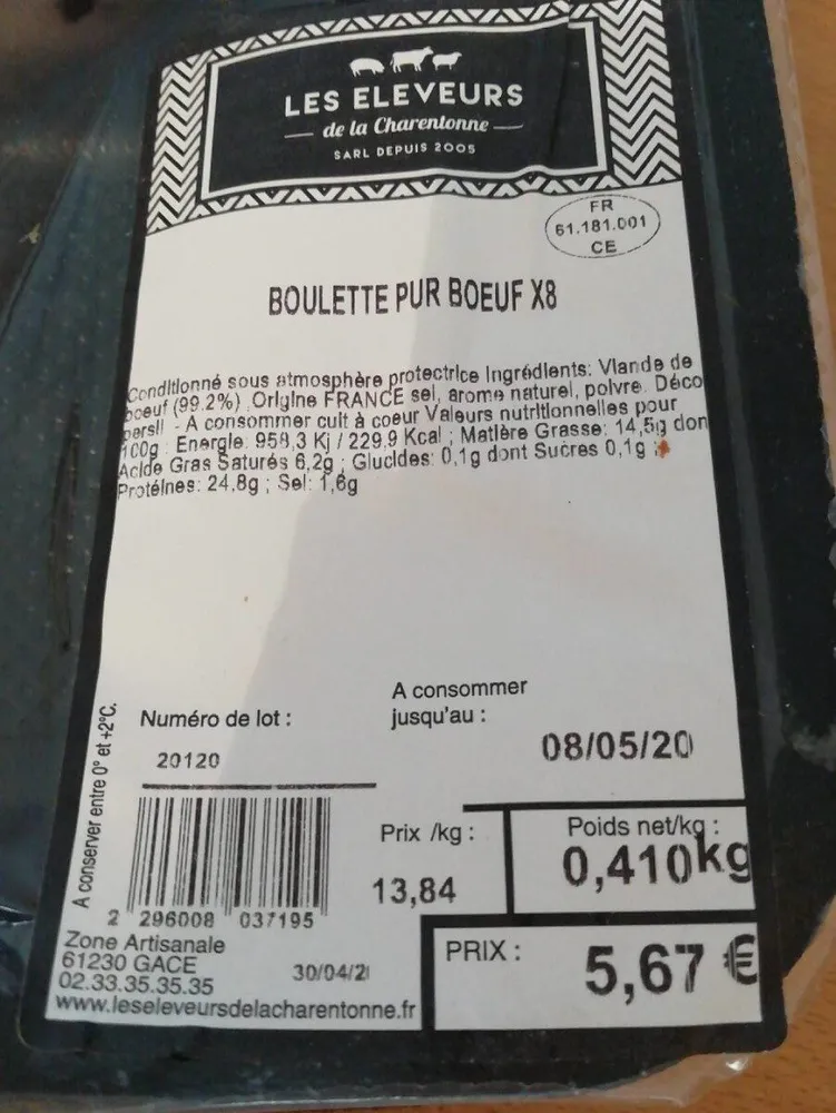 Boulette pur bœuf