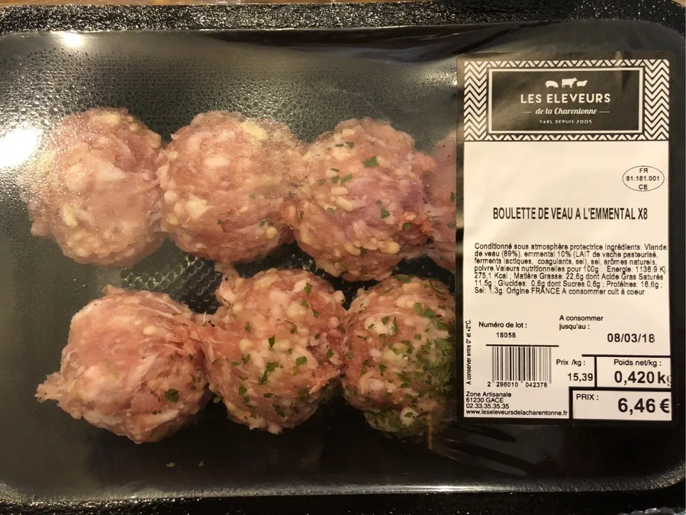 Boulettes de veau à l'emmental