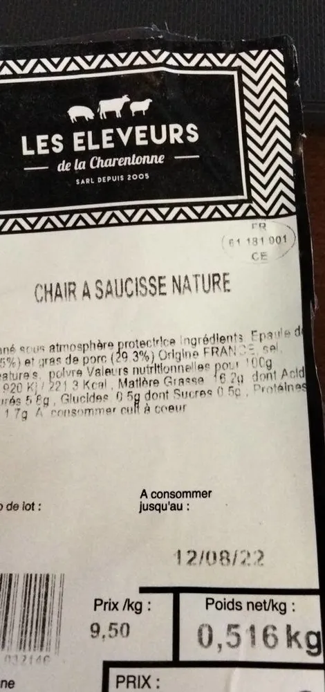 Chair à saucisse nature