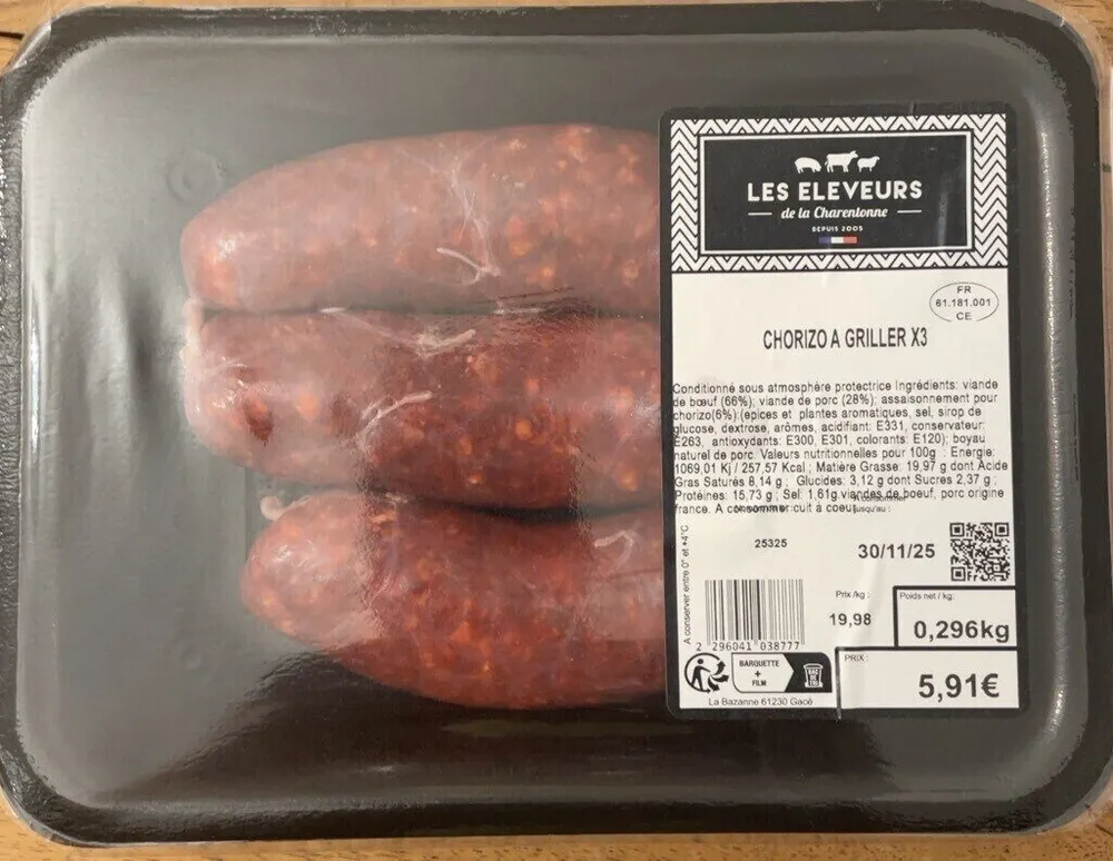 Chorizo à griller x3