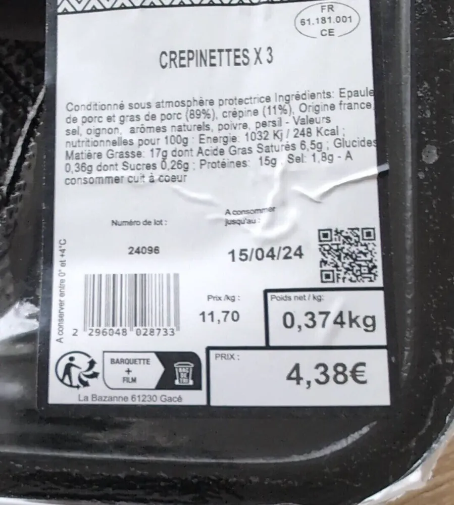 Crépinettes de porc