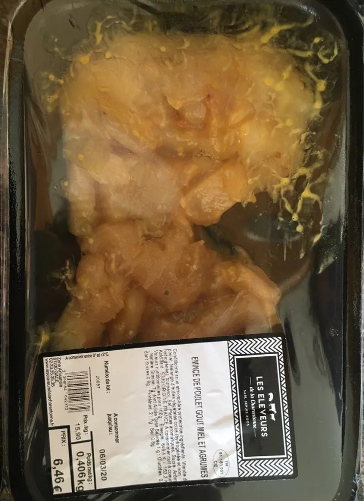 Emincé de poulet gout miel et agrumes