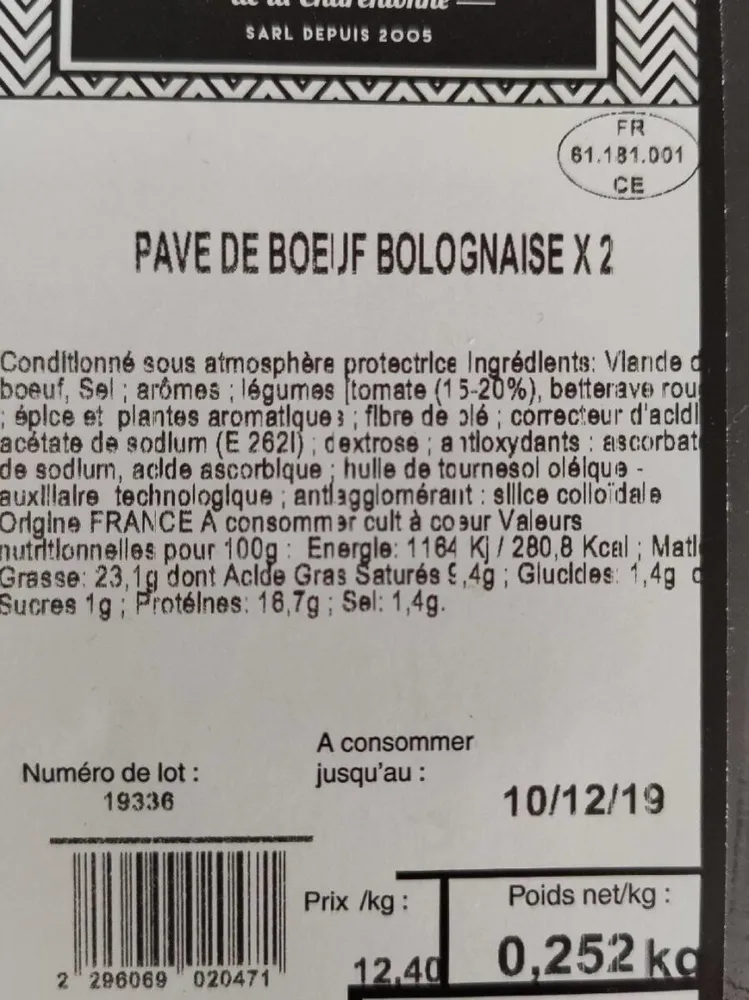 Pavé de bœuf bolognaise