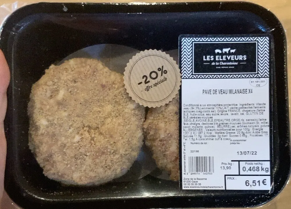 pavé de veau milanaise