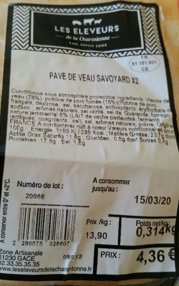 Pavé de veau savoyard