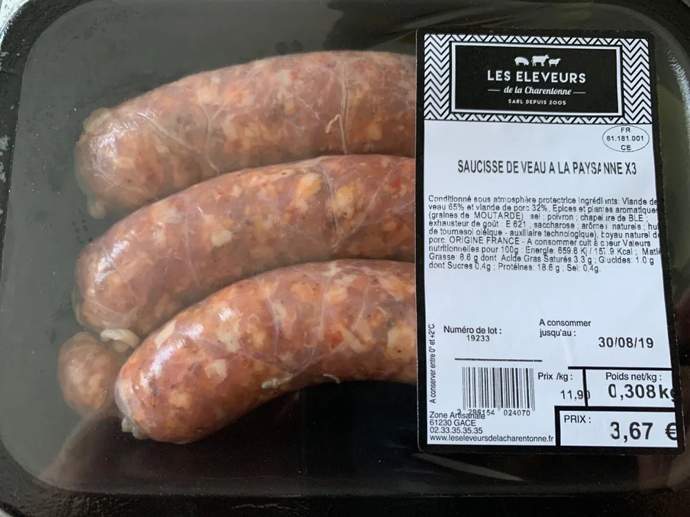 Saucisses de veau a la paysanne
