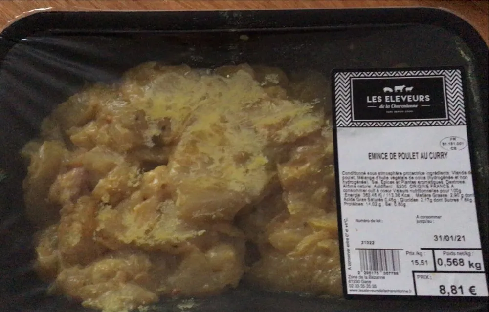 Emincé de poulet au curry