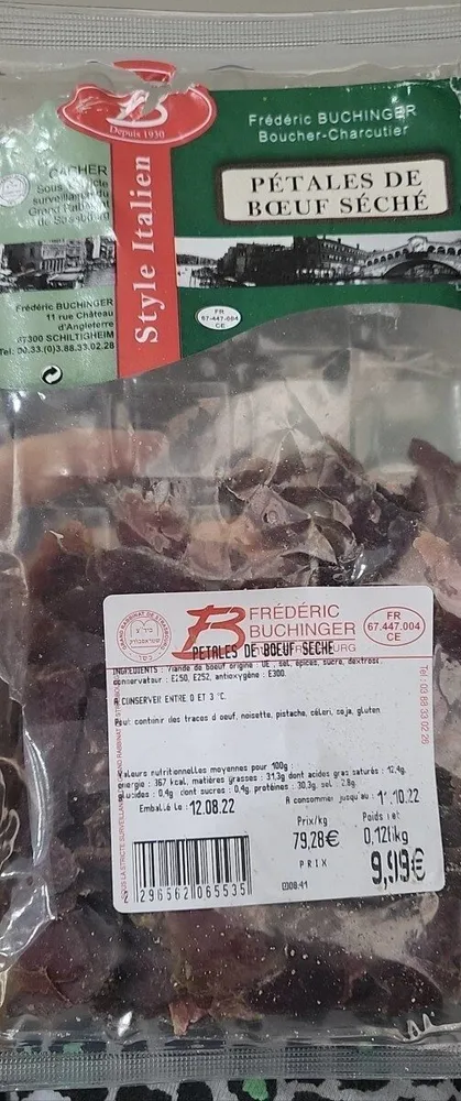 Pétales de bœuf seché