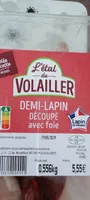 Demi lapin découpé avec foie