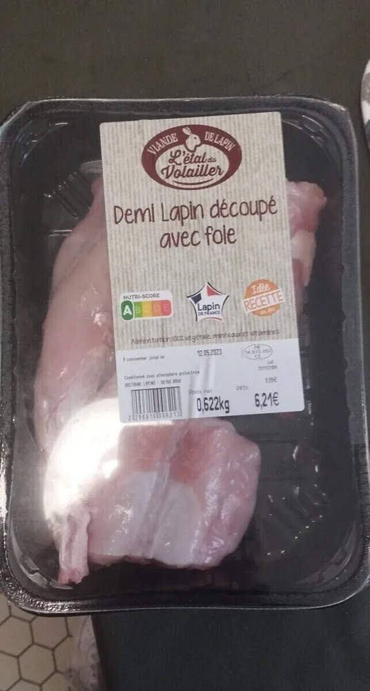 Demi Lapin découpé avec foie